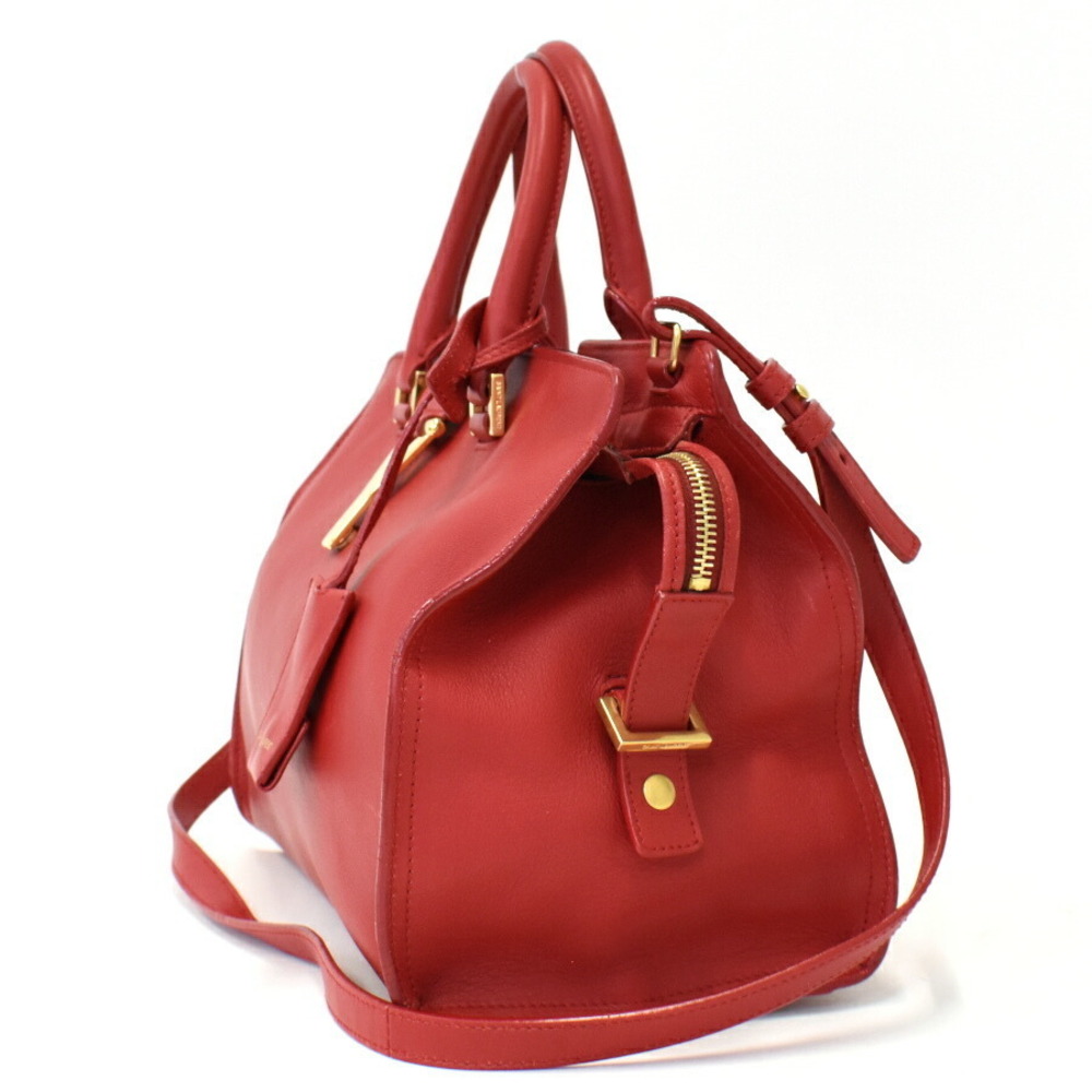 Saint Laurent Cabas Y Line Handbag Shoulder Bag Red Leather PARIS - Picture 2 of 9